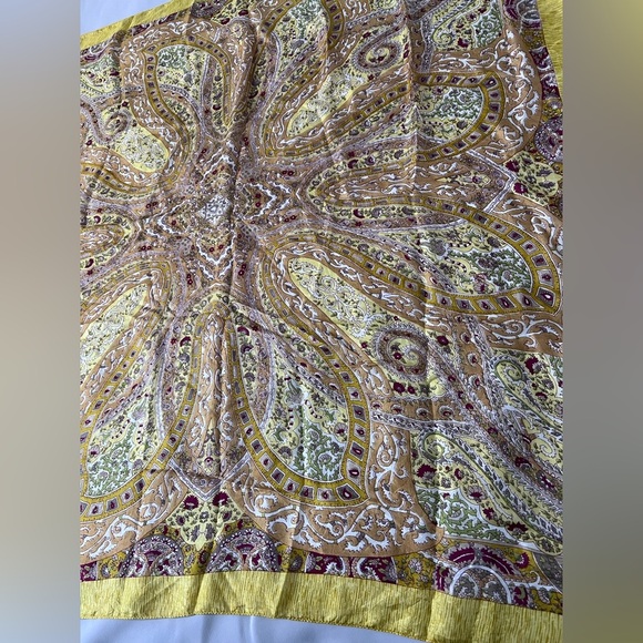 Used Art Silk Print  Scarf Casual Woman Yellow - Picture 8 of 12